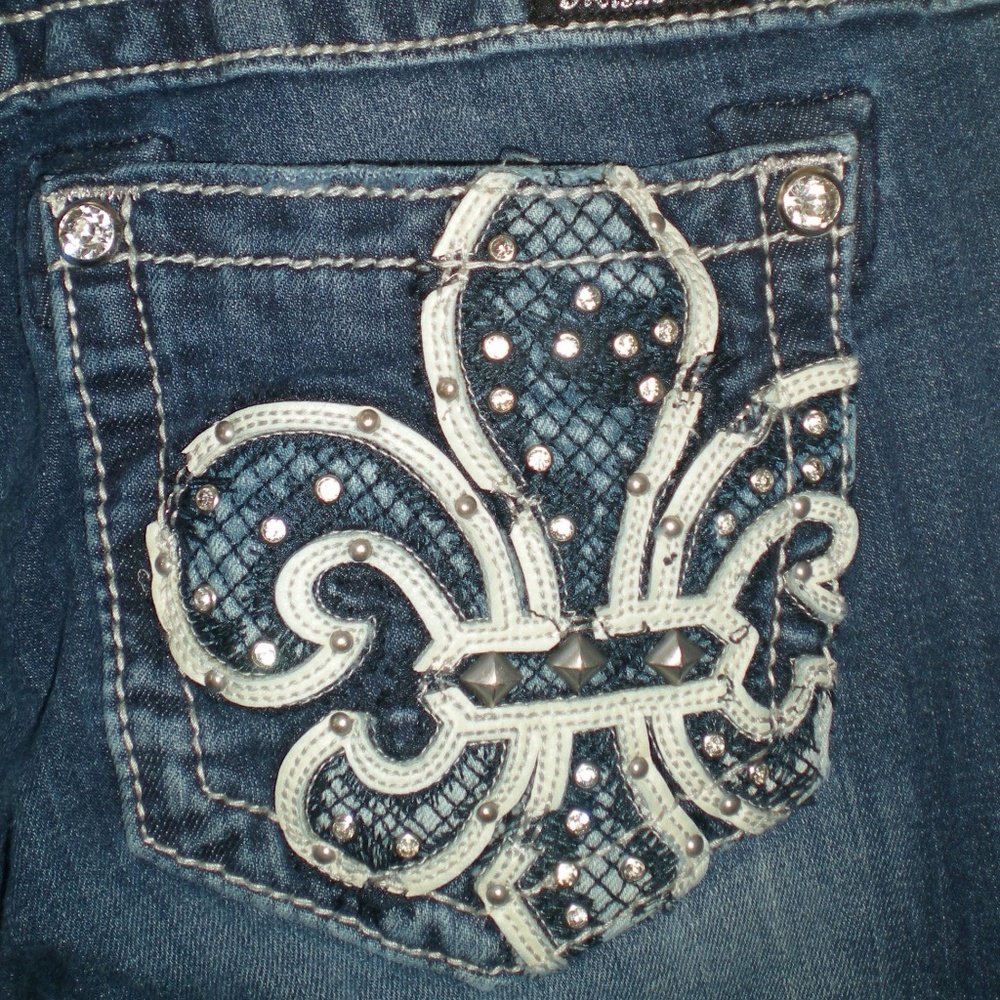 Miss Me Bootcut Jeans with Fleur De Lis Pockets